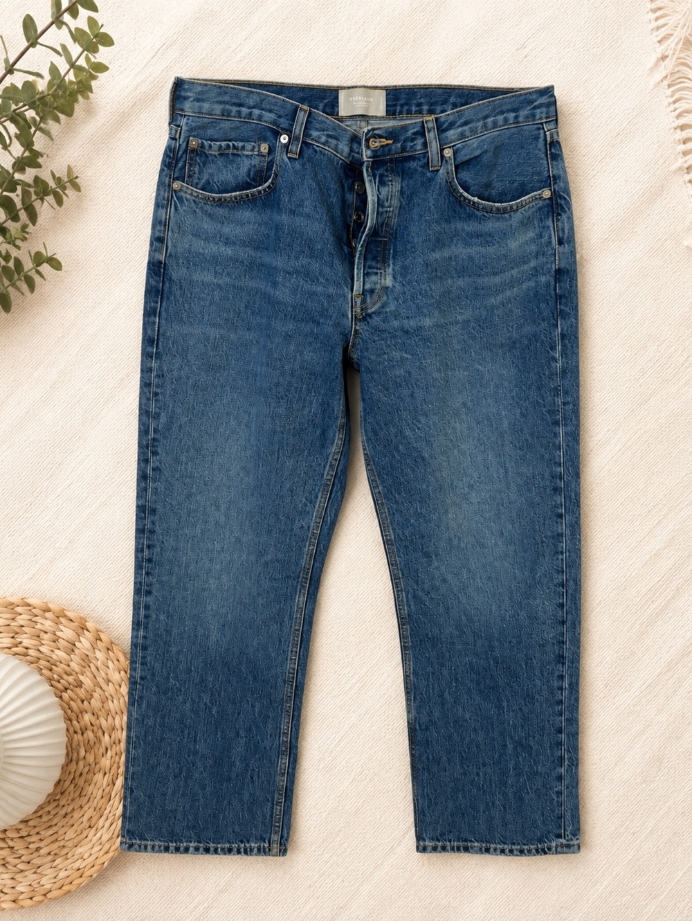 Everlane Jeans Blue Mid Rise Straight Waist 30 in.